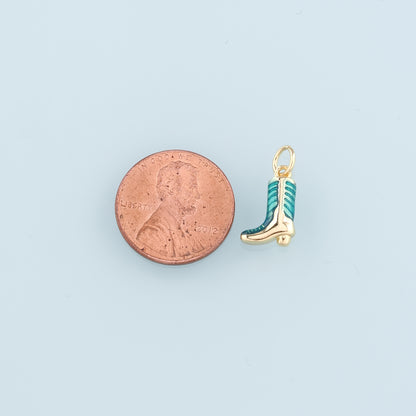 Gold Boots Charms,18K Gold Filled Boots Pendant,Enamel Cowboy Boots Charm Bracelet Necklace for DIY Jewelry Making Supply
