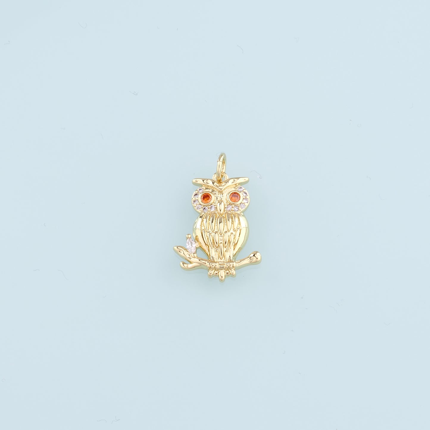Gold Owl Charms,18K Gold Filled owl Pendant,CZ owl Charm Bracelet Necklace for DIY Jewelry Making Supply