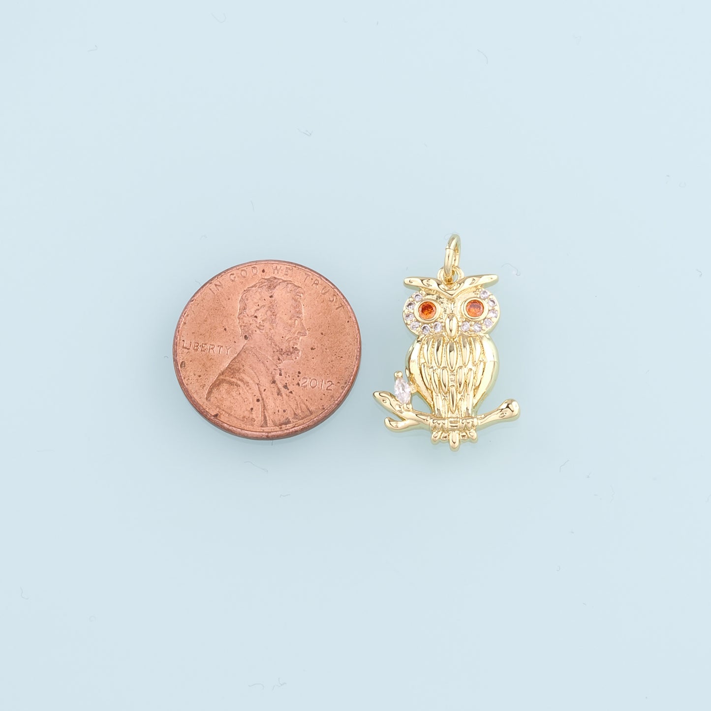 Gold Owl Charms,18K Gold Filled owl Pendant,CZ owl Charm Bracelet Necklace for DIY Jewelry Making Supply
