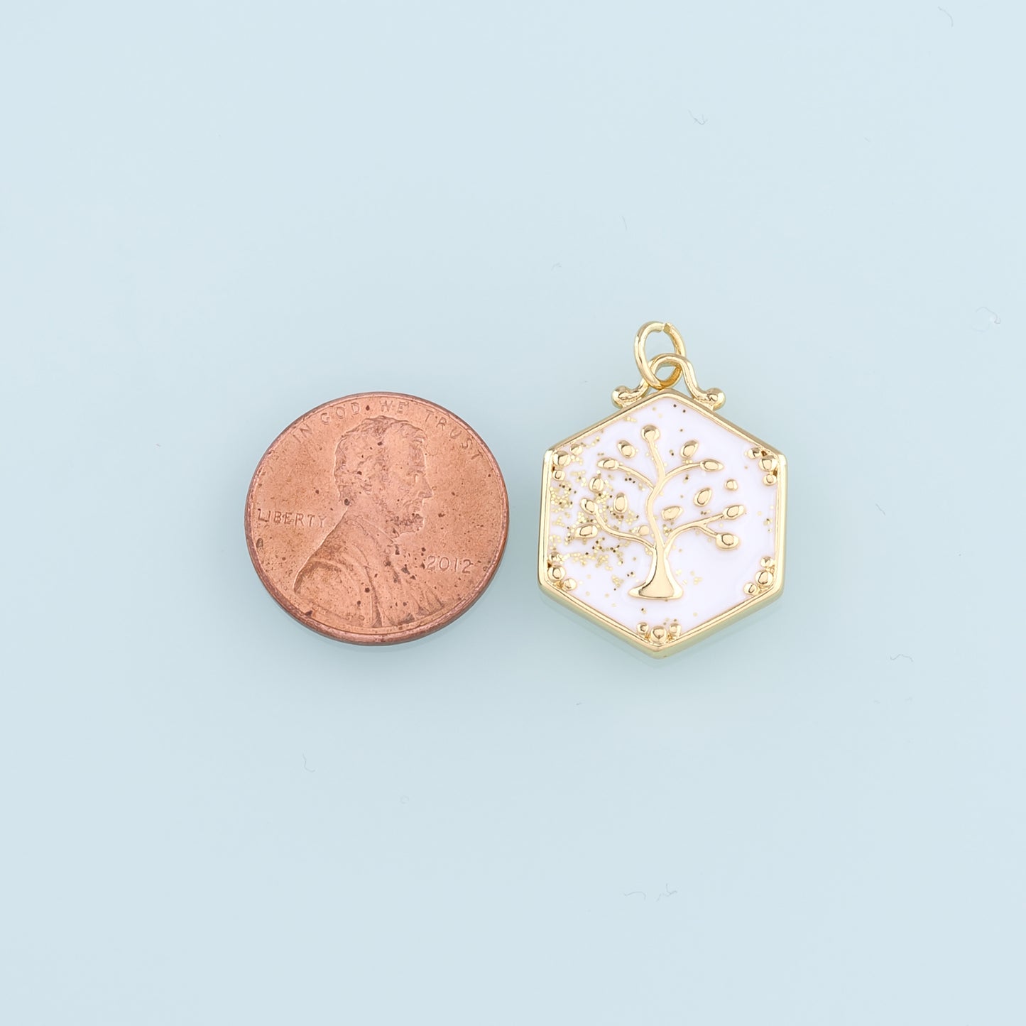 18K Gold Filled tree of Life Pendant,Enamel tree of Life Charm Bracelet Necklace for DIY Jewelry Making Supply