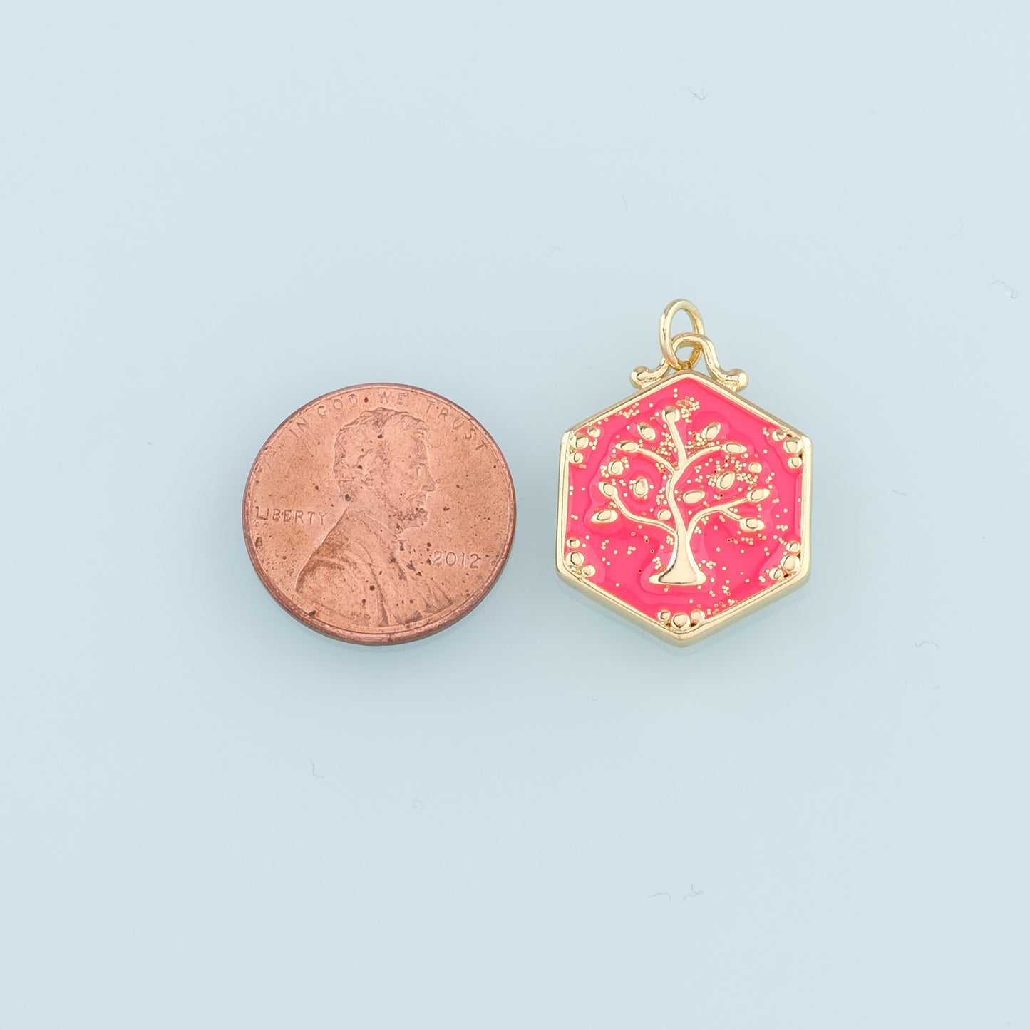 18K Gold Filled tree of Life Pendant,Enamel tree of Life Charm Bracelet Necklace for DIY Jewelry Making Supply