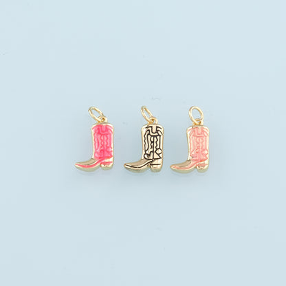 Gold Boots Charms,18K Gold Filled Boots Pendant,Enamel Cowboy Boots Charm Bracelet Necklace for DIY Jewelry Making Supply