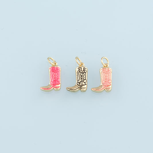 Gold Boots Charms,18K Gold Filled Boots Pendant,Enamel Cowboy Boots Charm Bracelet Necklace for DIY Jewelry Making Supply