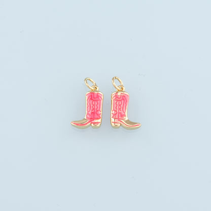 Gold Boots Charms,18K Gold Filled Boots Pendant,Enamel Cowboy Boots Charm Bracelet Necklace for DIY Jewelry Making Supply