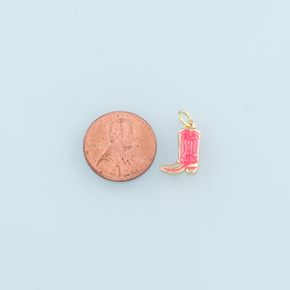 Gold Boots Charms,18K Gold Filled Boots Pendant,Enamel Cowboy Boots Charm Bracelet Necklace for DIY Jewelry Making Supply