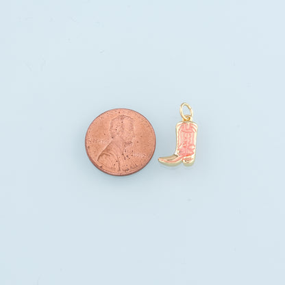 Gold Boots Charms,18K Gold Filled Boots Pendant,Enamel Cowboy Boots Charm Bracelet Necklace for DIY Jewelry Making Supply