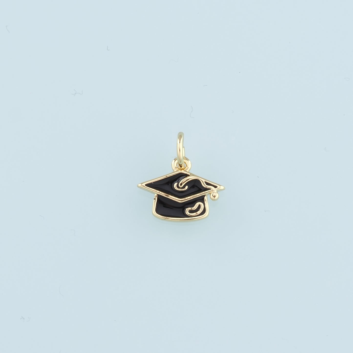 18K Gold Filled Bachelor Cap Pendant,Enamel Graduation Charm Bracelet Necklace for DIY Jewelry Making Supply