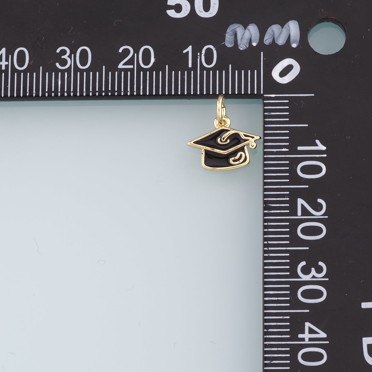 18K Gold Filled Bachelor Cap Pendant,Enamel Graduation Charm Bracelet Necklace for DIY Jewelry Making Supply