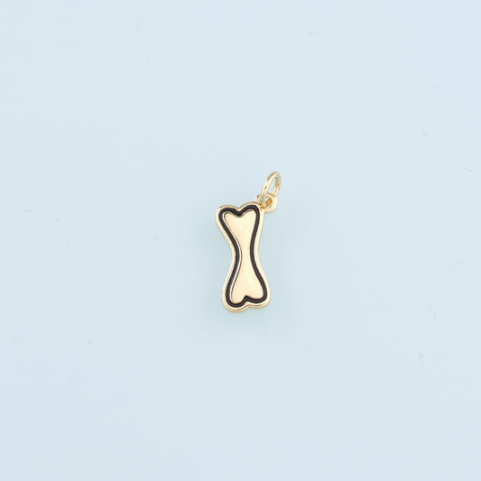 18K Gold Filled Dog Bone Pendant,Enamel Bone Charm Bracelet Necklace for DIY Jewelry Making Supply