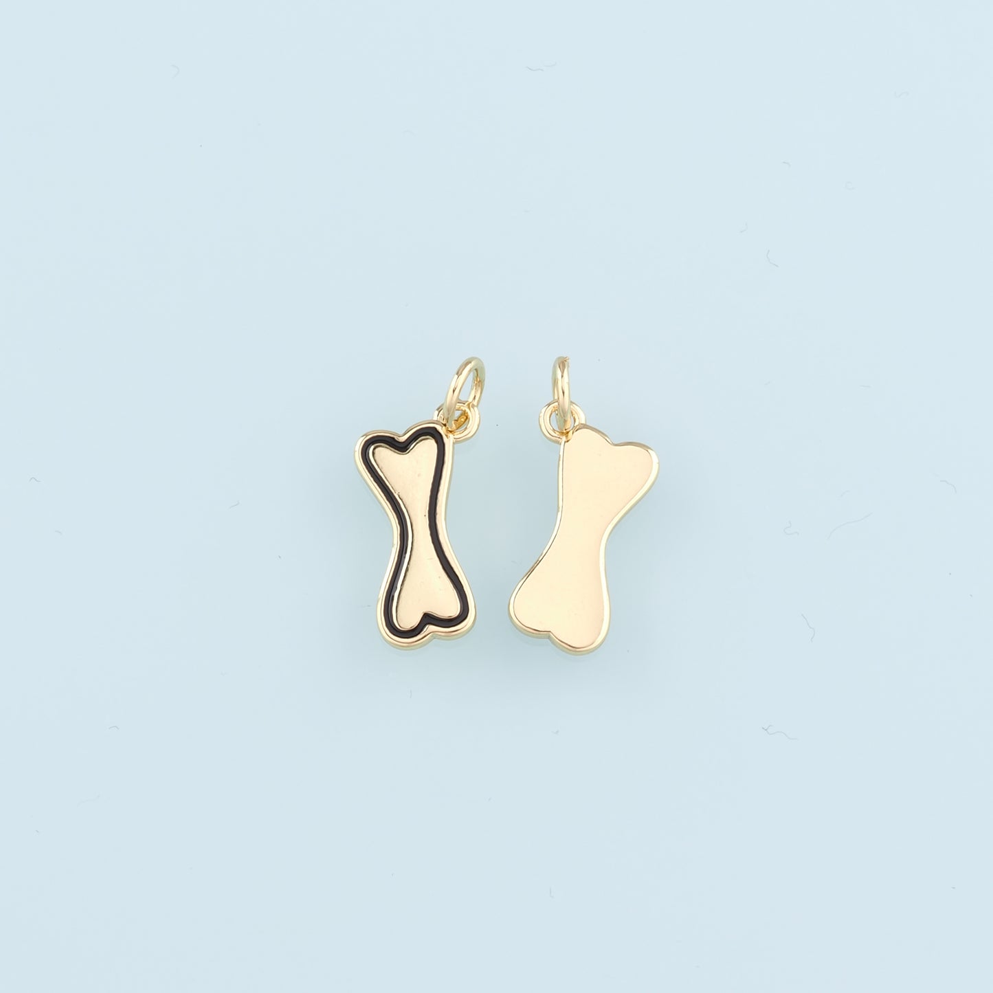 18K Gold Filled Dog Bone Pendant,Enamel Bone Charm Bracelet Necklace for DIY Jewelry Making Supply