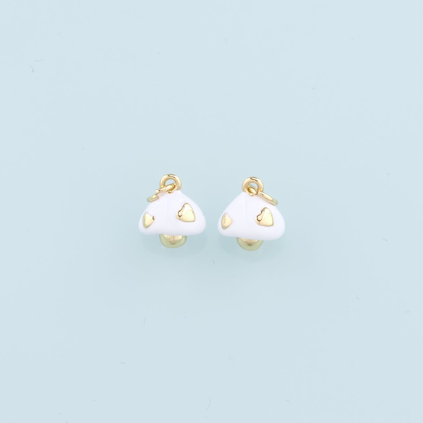 Gold Mushroom Charms,18K Gold Filled Enamel Mushroom Pendant,Kawaii Charm Bracelet Necklace for DIY Jewelry Making Supply