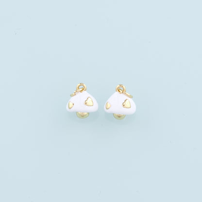 Gold Mushroom Charms,18K Gold Filled Enamel Mushroom Pendant,Kawaii Charm Bracelet Necklace for DIY Jewelry Making Supply