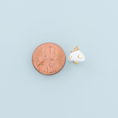 Gold Mushroom Charms,18K Gold Filled Enamel Mushroom Pendant,Kawaii Charm Bracelet Necklace for DIY Jewelry Making Supply