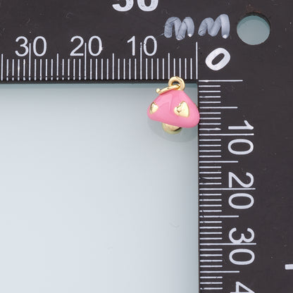 Gold Mushroom Charms,18K Gold Filled Enamel Mushroom Pendant,Kawaii Charm Bracelet Necklace for DIY Jewelry Making Supply