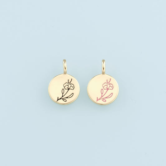 Gold Flower Charms,18K Gold Filled Flower Pendant,Enamel Flower Charm Bracelet Necklace for DIY Jewelry Making Supply