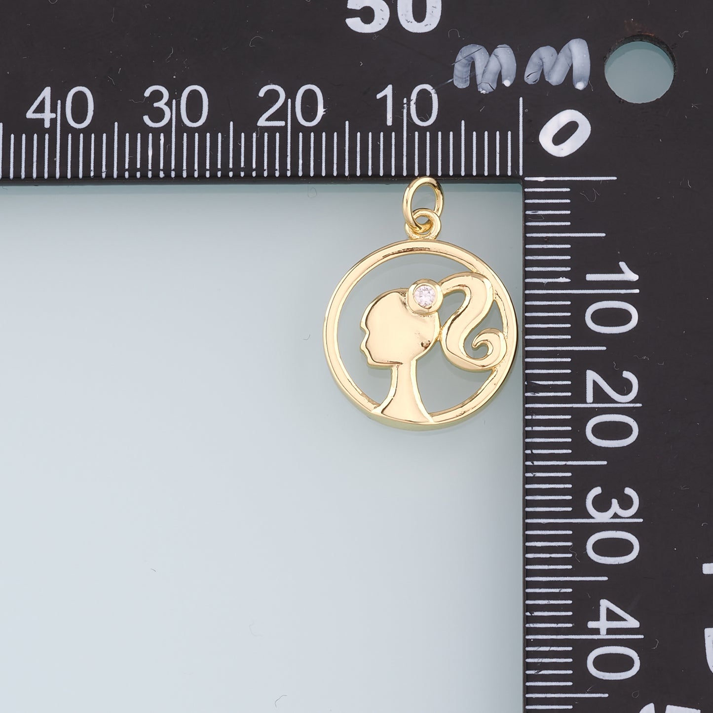 18K Gold Filled Girl Pendant,CZ Kids Charm Bracelet Necklace for DIY Jewelry Making Supply