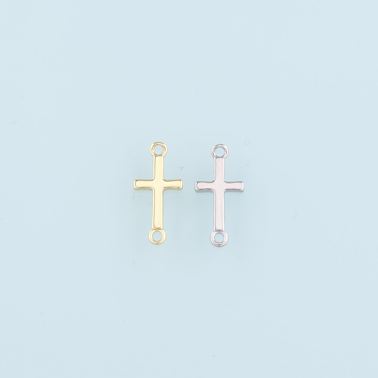 Gold Connector Charms,18K Gold Filled Cross Pendant,Religion Charm Bracelet Necklace for DIY Jewelry Making Supply