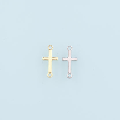 Gold Connector Charms,18K Gold Filled Cross Pendant,Religion Charm Bracelet Necklace for DIY Jewelry Making Supply