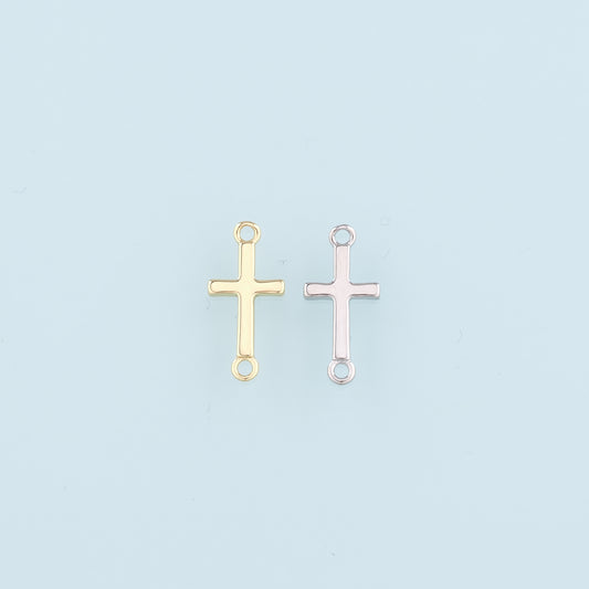 Gold Connector Charms,18K Gold Filled Cross Pendant,Religion Charm Bracelet Necklace for DIY Jewelry Making Supply