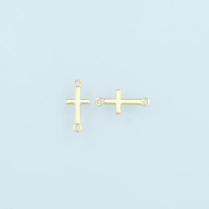 Gold Connector Charms,18K Gold Filled Cross Pendant,Religion Charm Bracelet Necklace for DIY Jewelry Making Supply