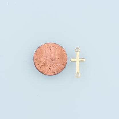 Gold Connector Charms,18K Gold Filled Cross Pendant,Religion Charm Bracelet Necklace for DIY Jewelry Making Supply