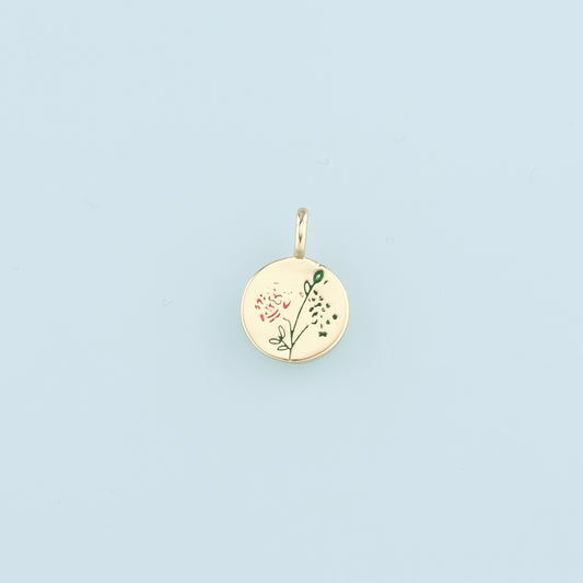 18K Gold Filled Flower Pendant,Enamel Tulip Charm Bracelet Necklace for DIY Jewelry Making Supply