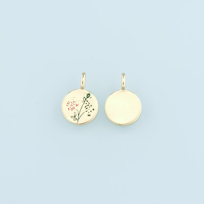 18K Gold Filled Flower Pendant,Enamel Tulip Charm Bracelet Necklace for DIY Jewelry Making Supply