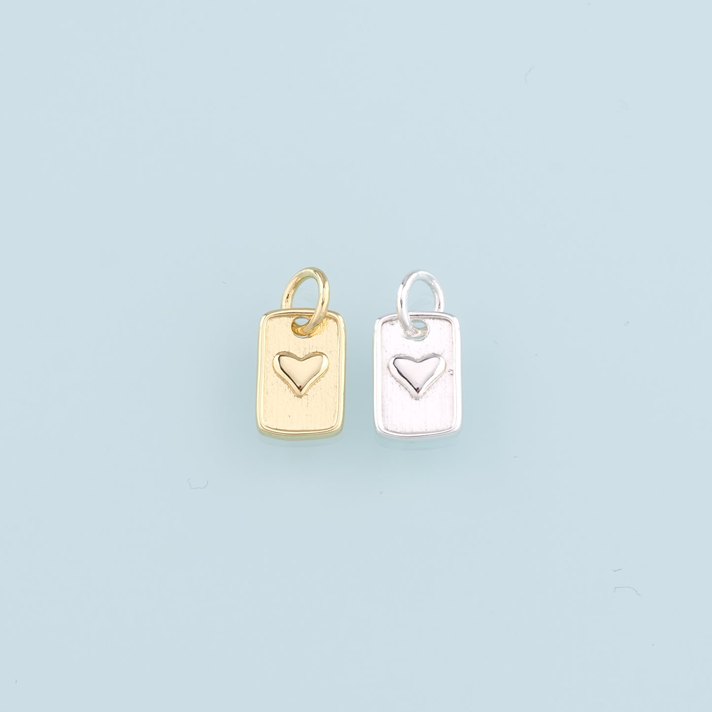 18K Gold Filled Heart Pendant,Rectangle Heart Charm Bracelet Necklace for DIY Jewelry Making Supply