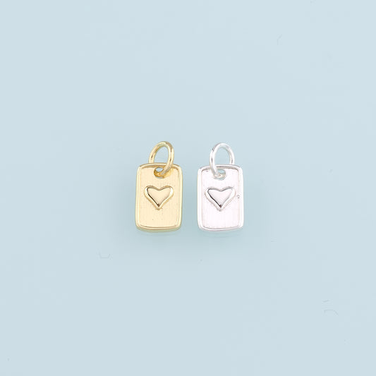 18K Gold Filled Heart Pendant,Rectangle Heart Charm Bracelet Necklace for DIY Jewelry Making Supply