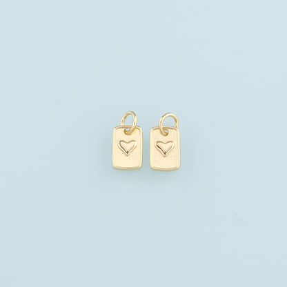 18K Gold Filled Heart Pendant,Rectangle Heart Charm Bracelet Necklace for DIY Jewelry Making Supply
