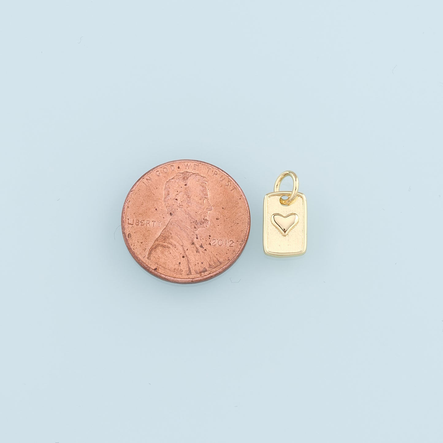 18K Gold Filled Heart Pendant,Rectangle Heart Charm Bracelet Necklace for DIY Jewelry Making Supply