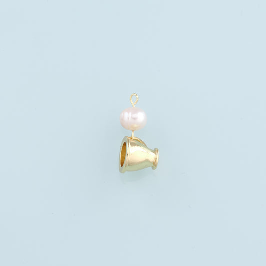 18K Gold Filled Cup Pendant,Pearl Cup Charm Bracelet Necklace for DIY Jewelry Making Supply