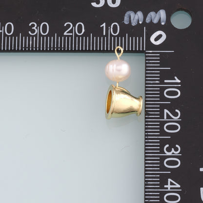 18K Gold Filled Cup Pendant,Pearl Cup Charm Bracelet Necklace for DIY Jewelry Making Supply