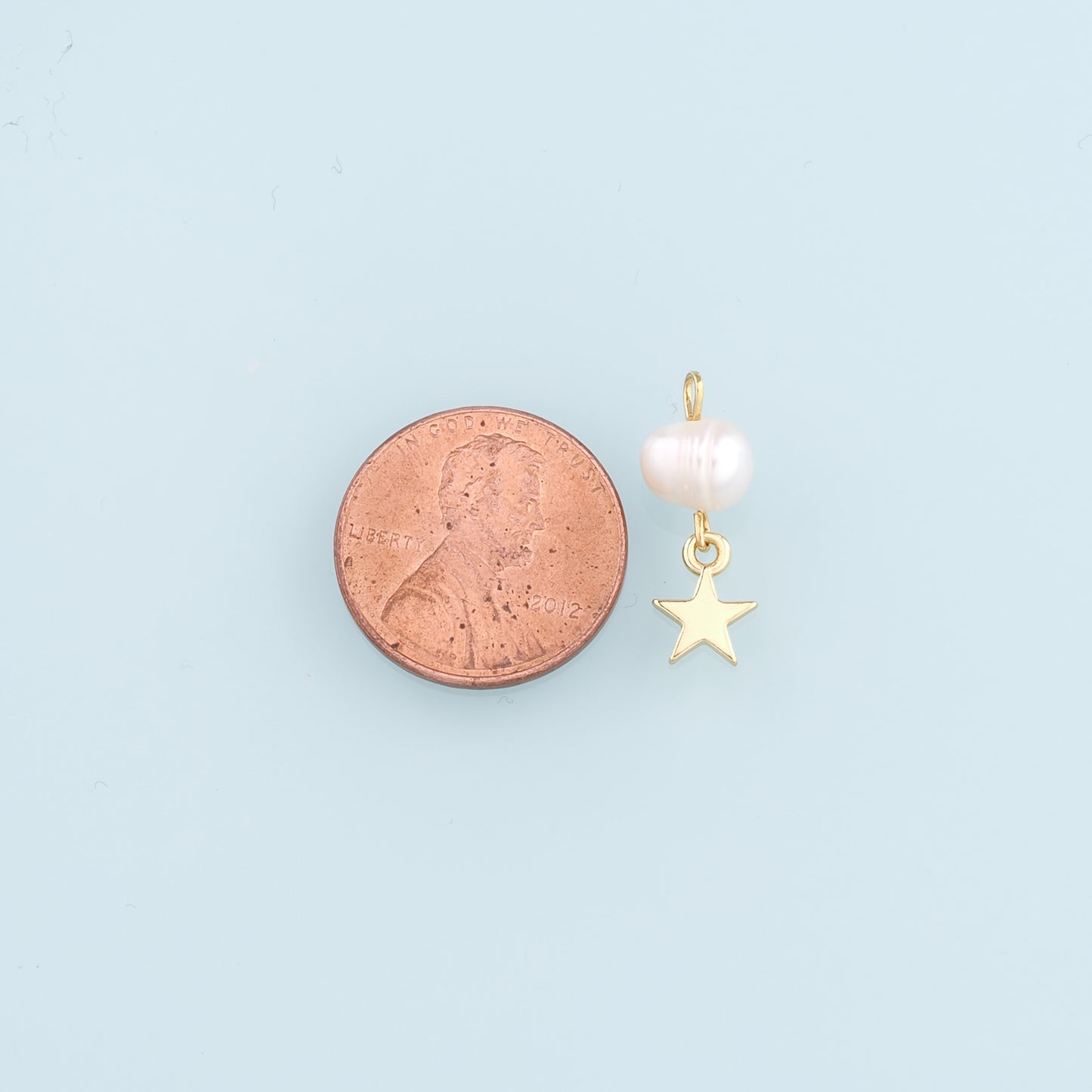 18K Gold Filled Pearl Star Pendant,Celestial Charm Bracelet Necklace for DIY Jewelry Making Supply