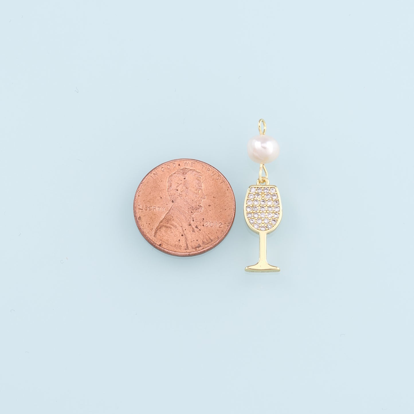 Gold Wine Glass Charms,18K Gold Filled Pearl Wine Glass Pendant,CZ Wine Glass Charm Bracelet Necklace for DIY Jewelry Making Supply