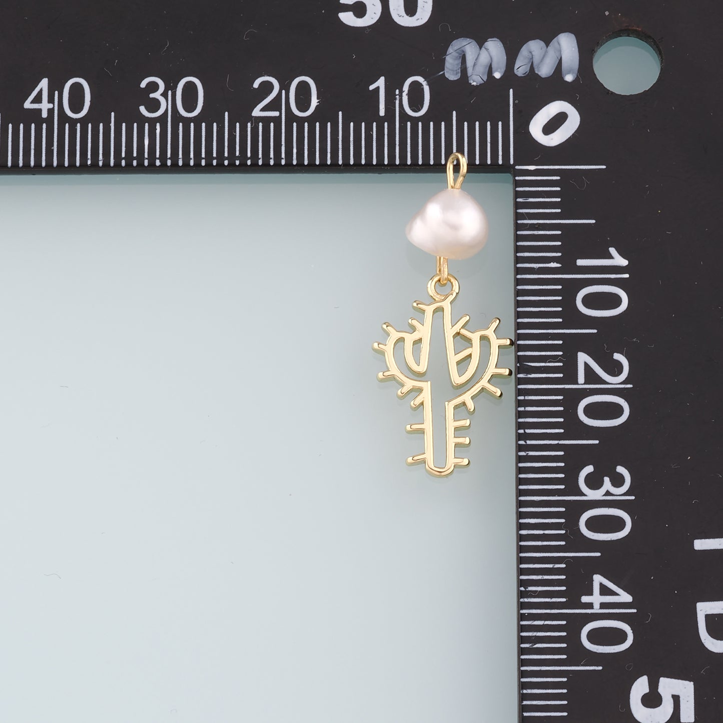 Gold Cactus Charms,18K Gold Filled Pearl Cactus Pendant,Desert Charm Bracelet Necklace for DIY Jewelry Making Supply