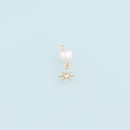 18K Gold Filled Pearl Star Pendant,Polar star Charm Bracelet Necklace for DIY Jewelry Making Supply