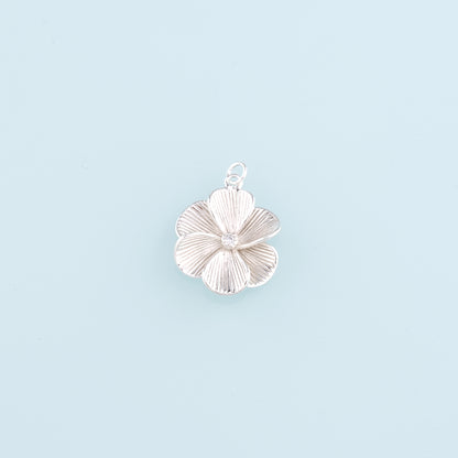 18K Gold Filled Flower Pendant,Silver Flower Charm Bracelet Necklace for DIY Jewelry Making Supply