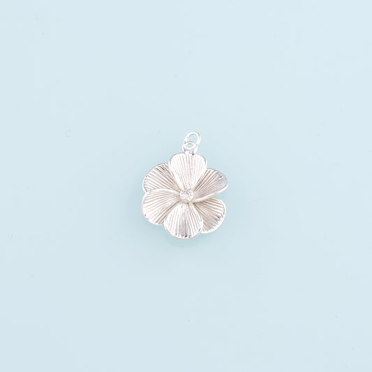 18K Gold Filled Flower Pendant,Silver Flower Charm Bracelet Necklace for DIY Jewelry Making Supply