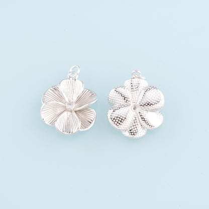 18K Gold Filled Flower Pendant,Silver Flower Charm Bracelet Necklace for DIY Jewelry Making Supply