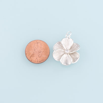 18K Gold Filled Flower Pendant,Silver Flower Charm Bracelet Necklace for DIY Jewelry Making Supply