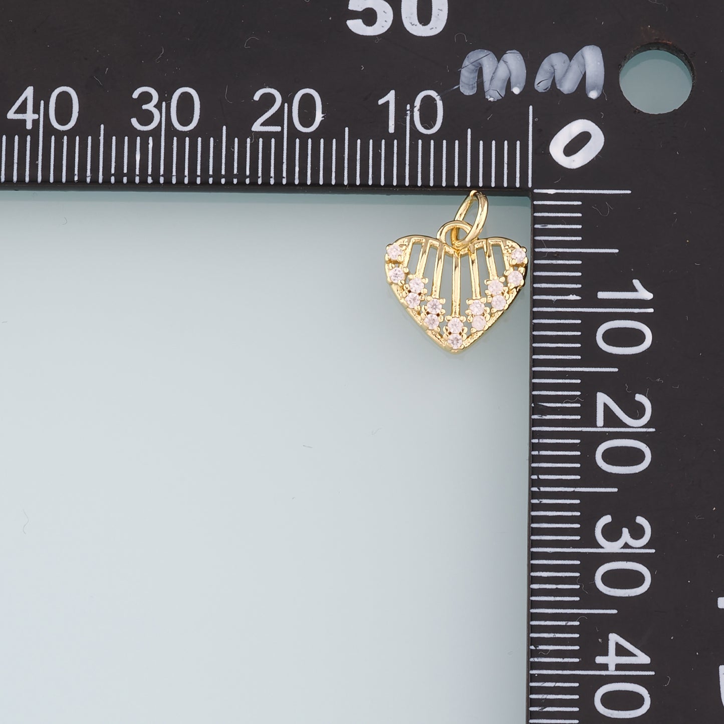 18K Gold Filled Heart Pendant,CZ Micro Pave Heart Charm Bracelet Necklace for DIY Jewelry Making Supply