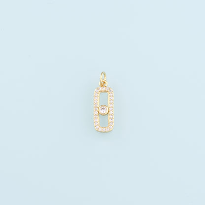 18K Gold Filled Rectangle Pendant,CZ Micro Pave Rectangle Charm Bracelet Necklace for DIY Jewelry Making Supply