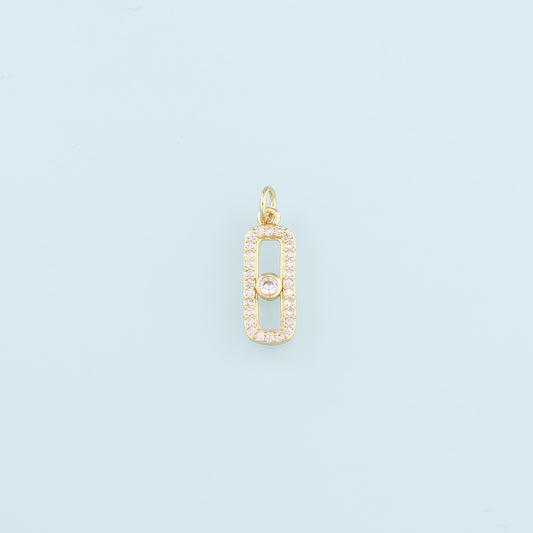 18K Gold Filled Rectangle Pendant,CZ Micro Pave Rectangle Charm Bracelet Necklace for DIY Jewelry Making Supply