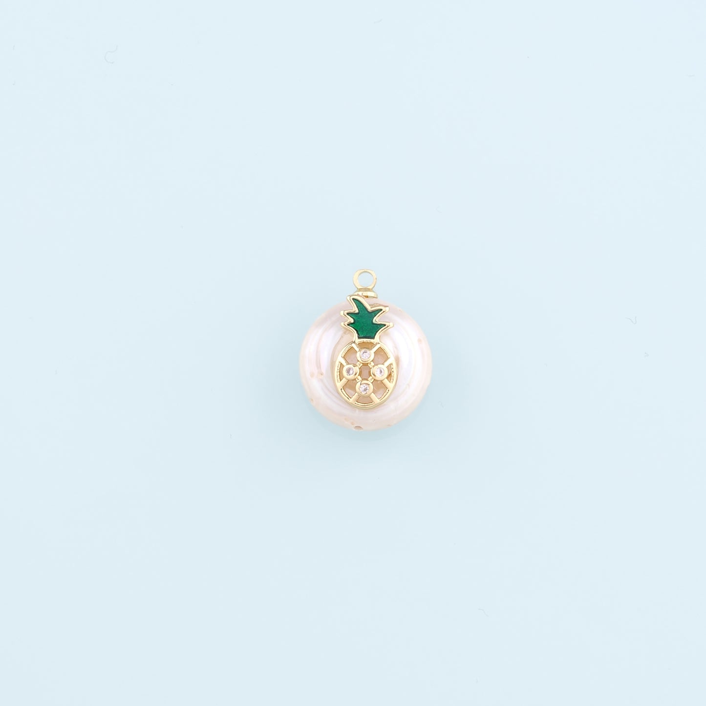 Gold Pineapple Crystal Charms,18K Gold Filled Pearl Pineapple Pendant,Fruit Charm Bracelet Necklace for DIY Jewelry Making Supply