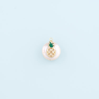 Gold Pineapple Crystal Charms,18K Gold Filled Pearl Pineapple Pendant,Fruit Charm Bracelet Necklace for DIY Jewelry Making Supply