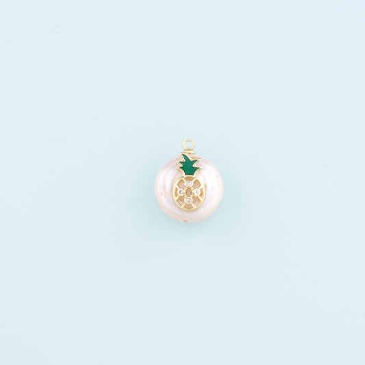 Gold Pineapple Crystal Charms,18K Gold Filled Pearl Pineapple Pendant,Fruit Charm Bracelet Necklace for DIY Jewelry Making Supply