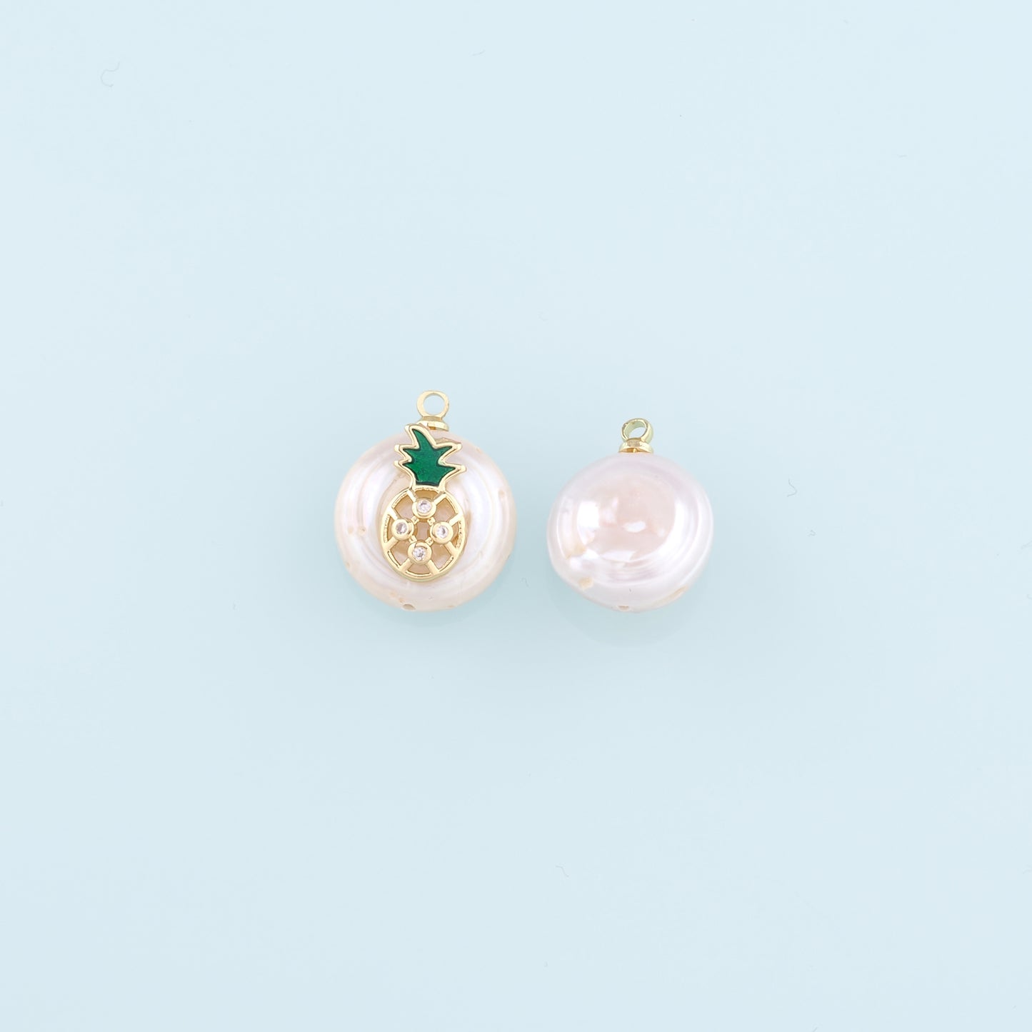 Gold Pineapple Crystal Charms,18K Gold Filled Pearl Pineapple Pendant,Fruit Charm Bracelet Necklace for DIY Jewelry Making Supply