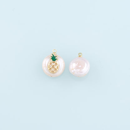 Gold Pineapple Crystal Charms,18K Gold Filled Pearl Pineapple Pendant,Fruit Charm Bracelet Necklace for DIY Jewelry Making Supply