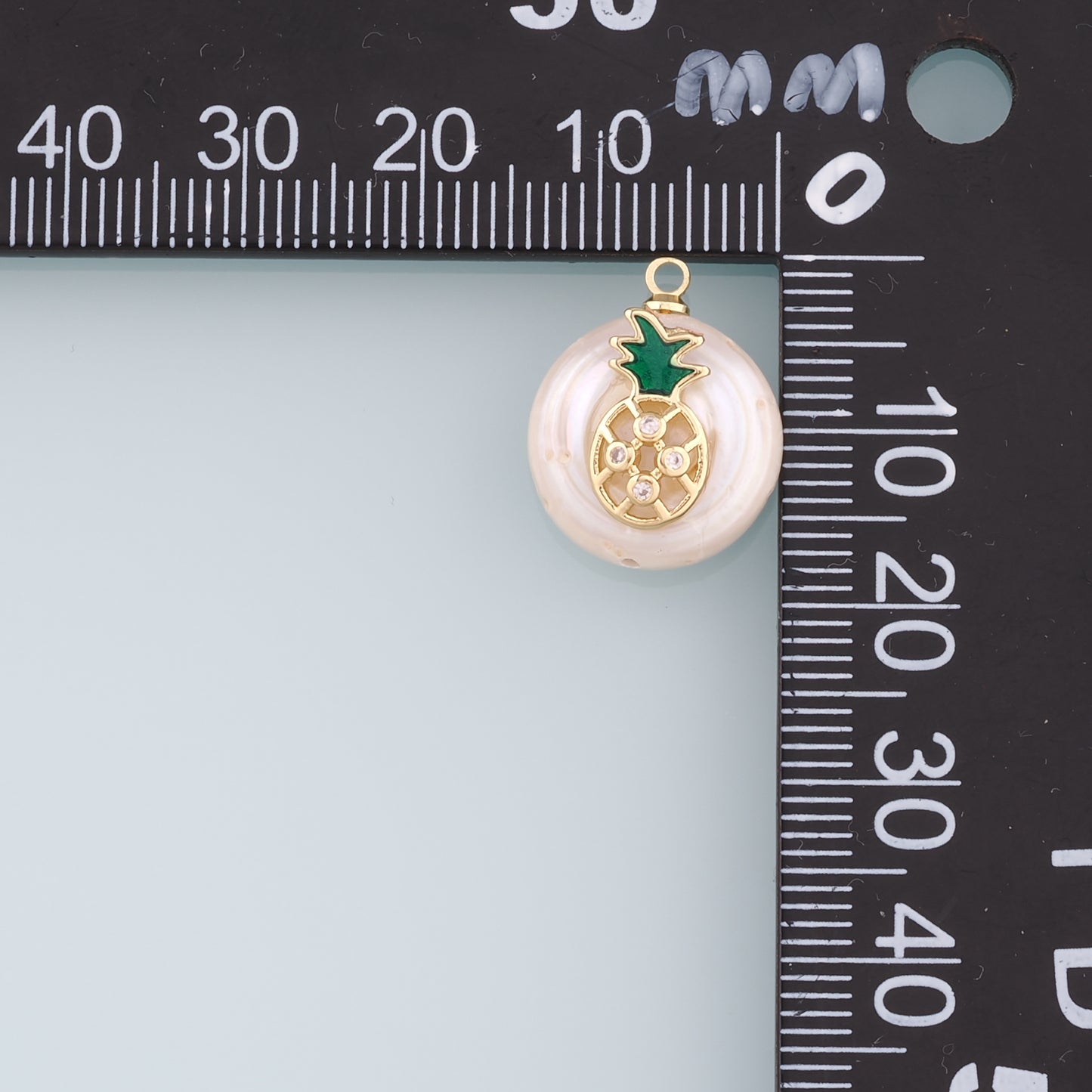 Gold Pineapple Crystal Charms,18K Gold Filled Pearl Pineapple Pendant,Fruit Charm Bracelet Necklace for DIY Jewelry Making Supply